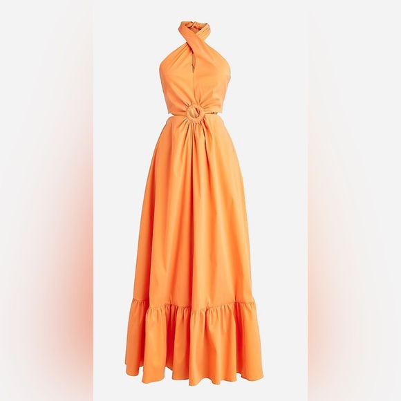 🍑NWT🍑Jcrew Collection taffeta O-ring cutout halter-neck maxi dress - Picture 5 of 6